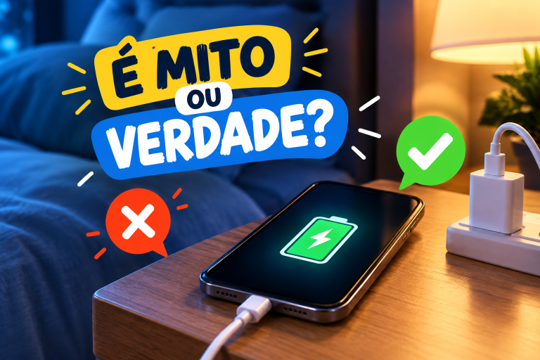 É mito ou verdade. Carregar o celular a noite toda vicia a bateria.