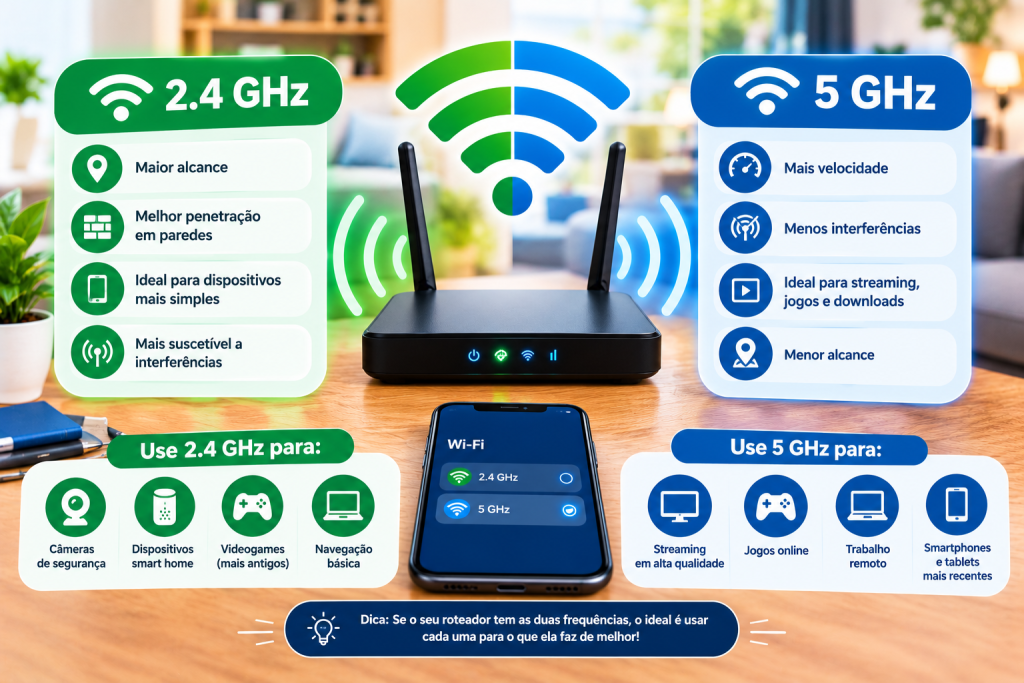 Wi-Fi 2.4 GHz vs 5 GHz Qual frequência usar em cada situação